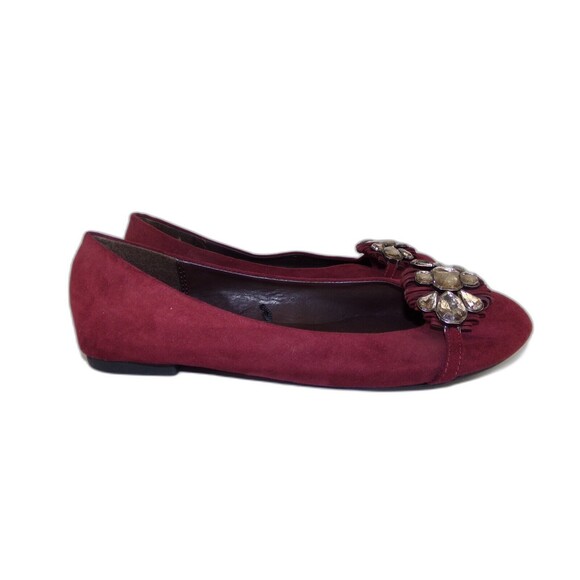 Cato Shoes - Women's Shoes Cato Maroon "Suede" Round Toe Flats Size 6M Dressy Jewels